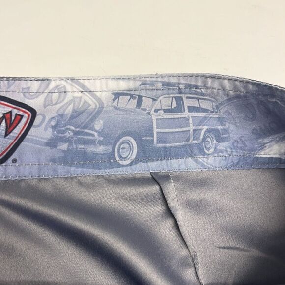 Ron Jon Surf Shop Gray Hoop & Loop/ Tie Closure Swim Trunks w/ Cargo Pocket- 34 - Picture 13 of 14